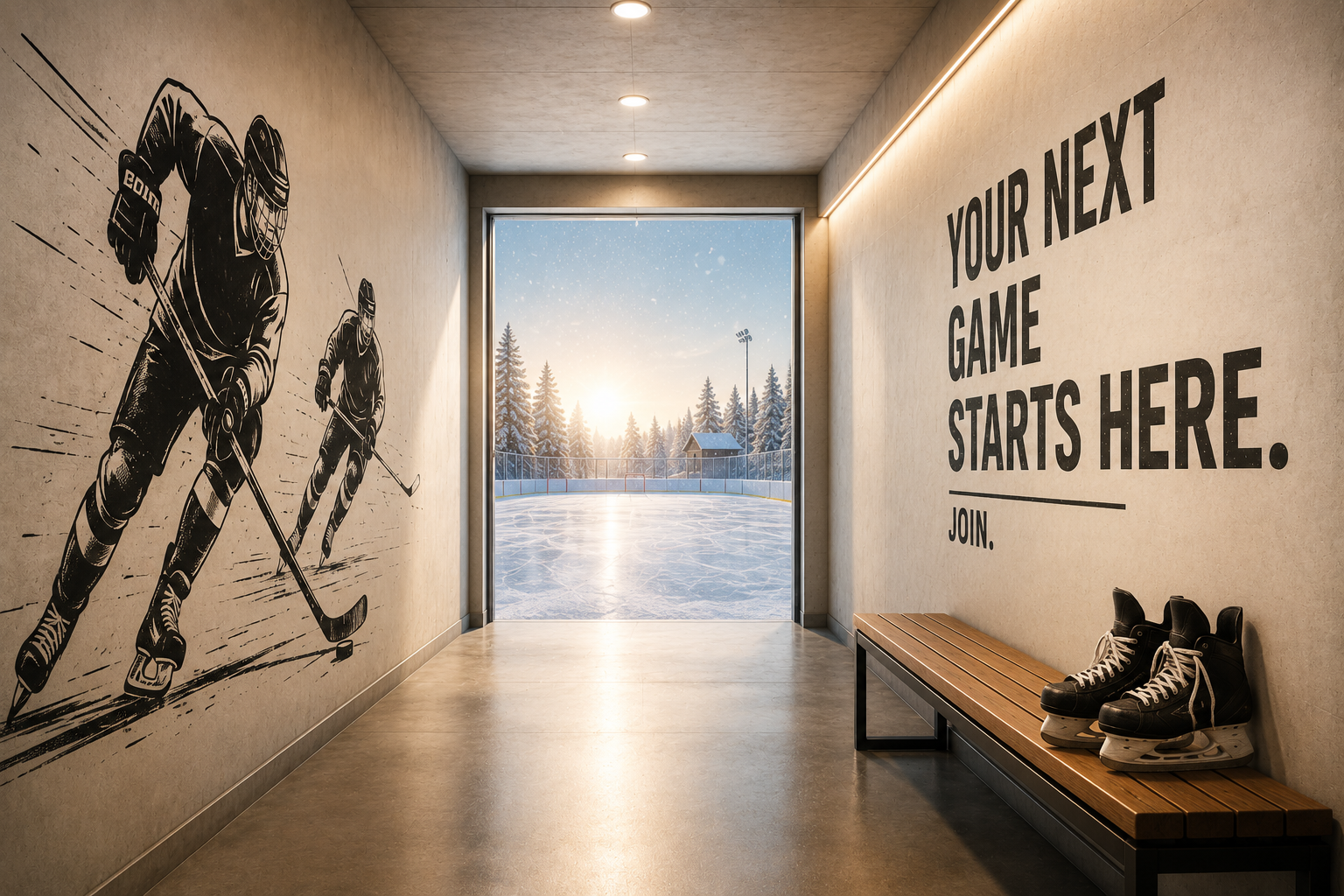 Outdoor hockey rink